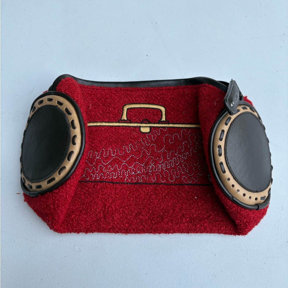 Vintage Antonio Melani Round Clutch Make Up Bag Grandmacore Classic Bold Preppy - Picture 4 of 5